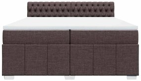 Cama com molas/colchão 200x200 cm tecido castanho-escuro