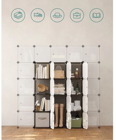 Conjunto de caixas de 16 cubos plástico Tamanho por painel de plástico: 30 x 30 cm cinzento