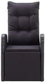 Cadeiras de jardim reclináveis c/ almofadões 2pcs vime PE preto