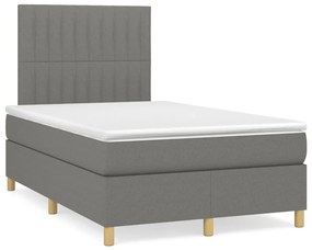 vidaXL Cama box spring c/ colchão e LED 120x190 cm tecido cinza-escuro