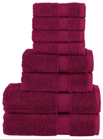 8 pcs Conjunto de toalhas premium SOLUND 600 gsm bordô