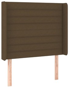 Cabeceira de cama c/ luzes LED tecido 83x16x118/128 cm castanho
