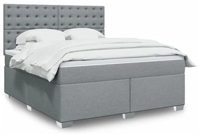 vidaXL Cama com molas/colchão 180x200 cm tecido cinzento-claro