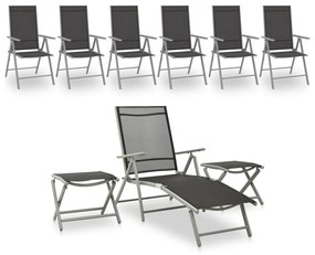 vidaXL 9 pcs conjunto lounge de jardim preto e prateado