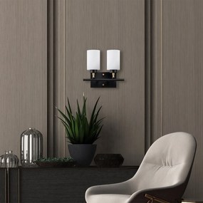 Candeeiro de Parede Yensuk – Preto, Dourado, Branco – 31 x 15 x 28 cm