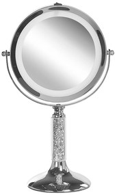 Espelho de maquilhagem prateado com LED ø 18 cm BAIXAS Beliani