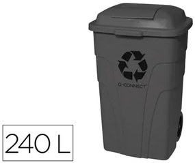 Contentor de Lixo Q-connect Plástico com 2 Rodas Cor Cinza com Capacidade para 240 Litros