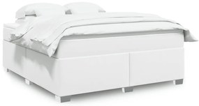 Cama com molas/colchão 180x200 cm couro artificial branco
