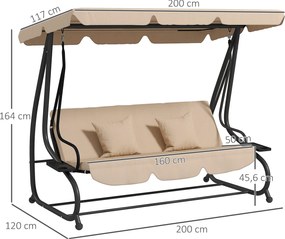 Baloiço de Jardim 3 em 1 com Toldo e Bandejas Laterais – Balancelle Sa