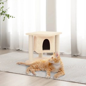 Árvore p/ gatos c/ postes arranhadores sisal 37 cm cor creme