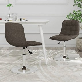 vidaXL Cadeiras de jantar giratórias 2 pcs tecido cinzento-acastanhado