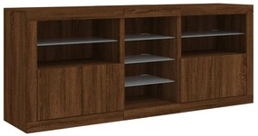 Aparador com luzes LED 162x37x67 cm carvalho castanho