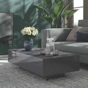 vidaXL Mesa de centro 115x60x31 cm contraplacado cinzento brilhante