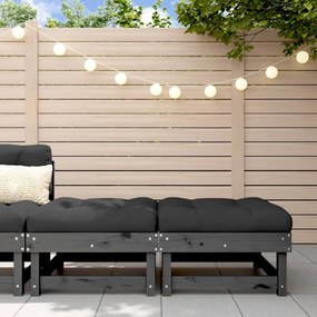 vidaXL Apoios de pés p/ jardim c/ almofadões 2 pcs pinho maciço cinza