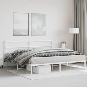 Estrutura de cama com cabeceira 200x200 cm metal branco