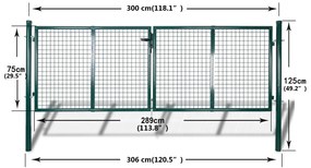 Portão de rede para jardim 289x75 cm / 306x125 cm