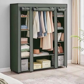Guarda Roupa em Tecido dobrável com varão para roupa 45 x 150 x 175 cm verde sálvia