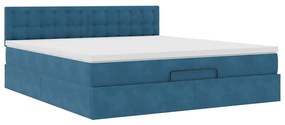 Estrutura de cama otomana com colchão 160x200 cm azul escuro