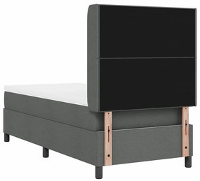 Cama com Estrado e Colchão &amp; LED Cinza Escuro 100x200 cm Tecido