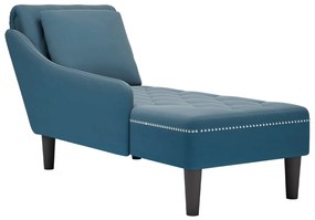 Chaise lounge c/ almofada/apoio de braços direito veludo azul