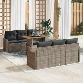 Conjunto de Sofá de Jardim de 7 Peças com Almofadas de Rattan Poliéste