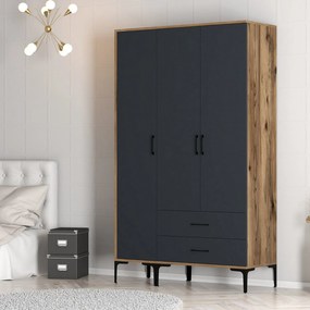 Roupeiro Kumsal ST – Nogueira e Antracite – 120x201,4x47,5 cm