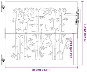 Portão de jardim 85x75 cm aço corten design bambu