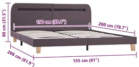 Estrutura de cama com LED sem colchão 150x200 cm tecido
