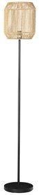 HOMCOM Candeeiro de Pé com Ecrã de Corda de Papel e Interruptor de Pé Lâmpada E27 Máx. 40W Ø26x158cm Natural e Preto