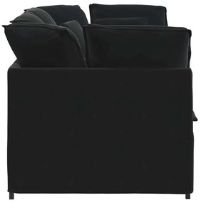 Sofá modular com almofadas veludo preto