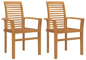 Cadeira de Jardim Empilhável 2 pcs Madeira Sólida de Teca