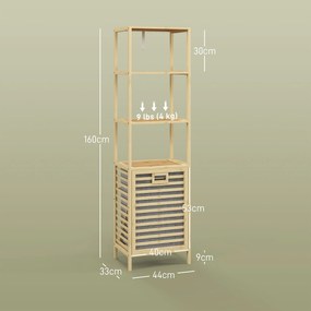 HOMCOM Estante de Casa de Banho em Bambu Estante de Armazenamento de C
