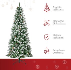 HOMCOM Árvore de Natal Artificial Ø75x180cm com 630 Ramas e 37 Pinhas