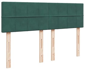 Cama com molas/colchão 160x200 cm veludo verde-escuro