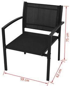 4 pcs conjunto lounge para jardim textilene preto