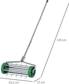 Rolo arejador para relvado com cabo telescópico 98L x 45l x 87H cm Verde