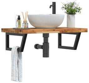 vidaXL Prateleira de parede p/ lavatório aço/madeira de acácia maciça