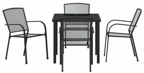 Conjunto de Jantar de Jardim com 5 Peças em Aço Antracite