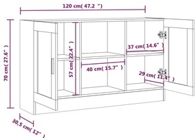Vitrine 120x30,5x70 cm derivados madeira carvalho castanho