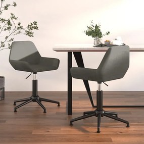 vidaXL Cadeiras de jantar giratórias 2 pcs veludo cinzento-claro