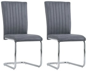 vidaXL Cadeiras de jantar cantilever 2 pcs camurça artificial cinzento