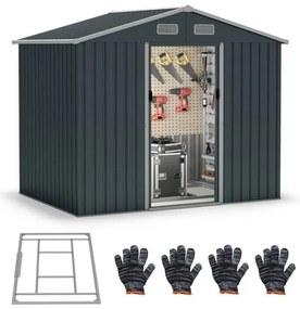 Galpão de ferramentas, casa de jardim com saídas de ar e estrutura de metal galvanizado, garagem para bicicletas, galpão de jardim 213 x 112 x 186 cm