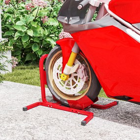 Elevador de motos com suporte de oficina  60 x 55 x 43 cm, bloqueador de roda para motos de 17 a 21 polegadas, patins antiderrapantes em metal, vermel