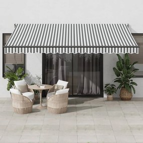 Toldo retrátil 4,5x3 m tecido e alumínio antracite e branco