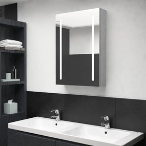 326495 vidaXL Armário espelhado casa de banho LED 50x13x70cm cinzento cimento