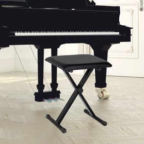 Banco de piano dobrável, banco de piano com altura ajustável entre 37 e 47 cm, assento estofado em PU e pés de metal antiderrapantes, capacidade de ca