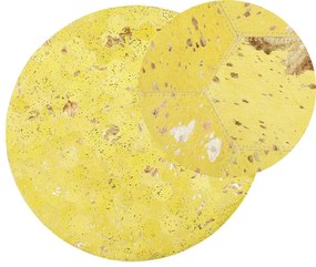 Tapete redondo em pele genuína amarela ⌀ 140 cm ZEYTIN Beliani