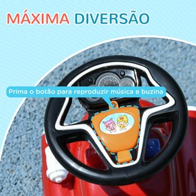 Carro Andador para Crianças com Desenho de Camião de Bombeiros 3 Luzes Música e Compartimento de Arrumação 49x24x42 cm Vermelho