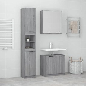 3115882 vidaXL 3 pcs conjunto móveis WC derivados de madeira cinzento sonoma