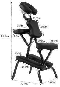 Cadeira de massagem dobrável ajustável em altura ajustável para tatuagens Cadeira de estética para SPA Leve e portátil com saco de transporte 46 x 54,